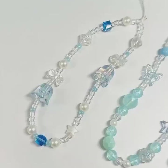 Cute Beaded Phone Charm Blue in many designs:bridesmaid gifts.Phone Keychain. Camera Charm.Wrist Strap.Y2K charm.Phone wristlet.Bag Strap.