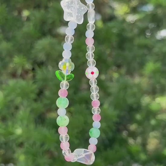 Cute Tulip Beaded Phone Charm.Handmade colorful flower beaded Phone Wristlet.Phone Strap.Y2K charm.Camera strap.Phone Tether.Best gift.