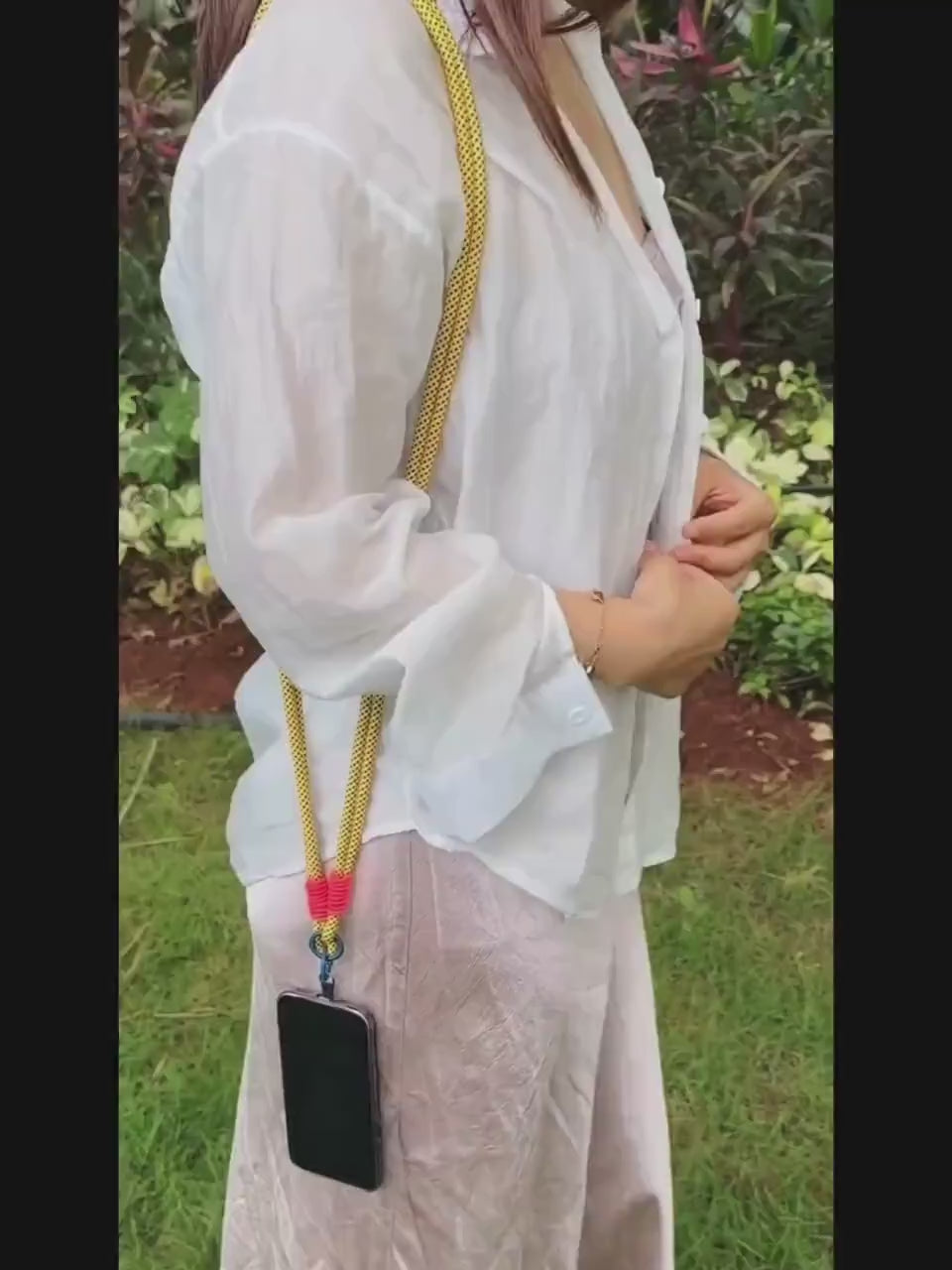 Crossbody Phone lanyard yellow.Travel Phone Strap.Bridesmaid gift.Handmade Dual-strand Phone lanyard.Hand Free.Anti-theft strap.Phone Tether